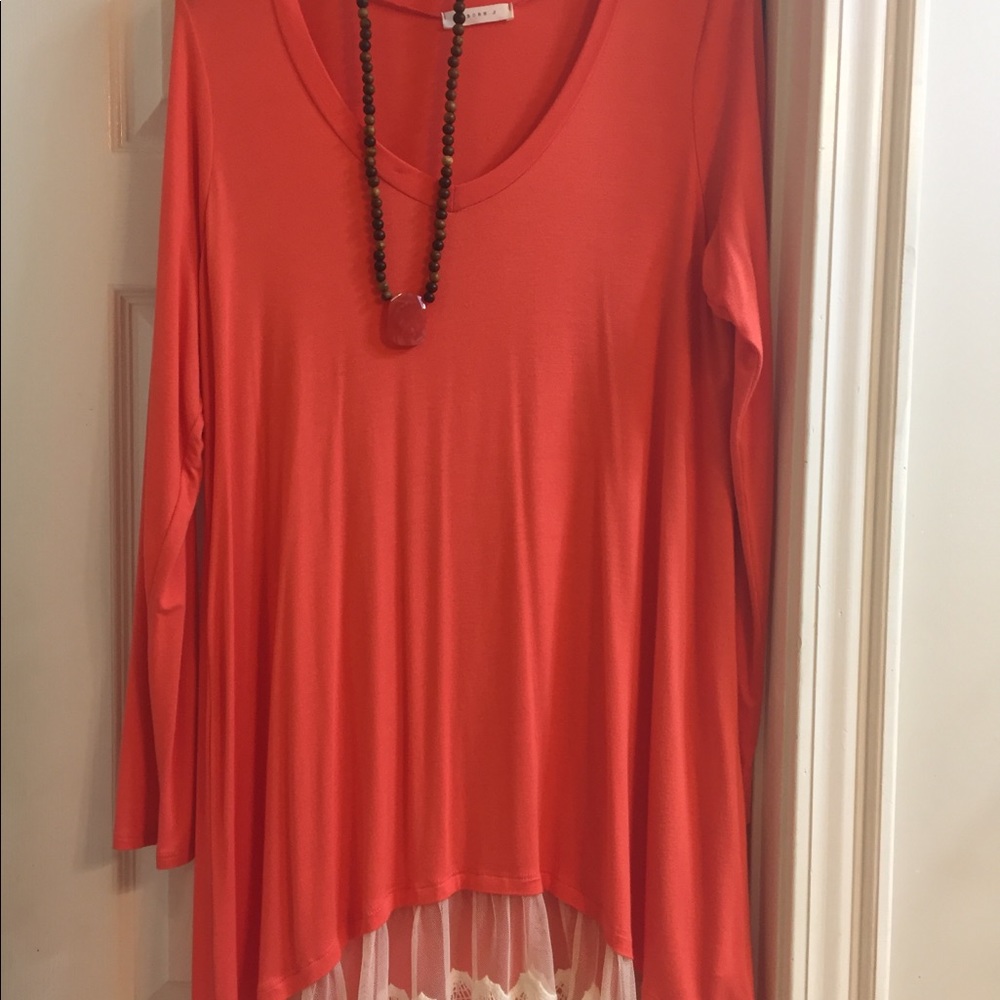 🍑 peach/orange lace tunic XL/1X